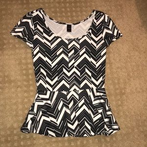 Black and white flair shirt.